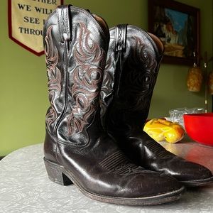 Tony Lama Men's Cowboy Boots Handcrafted USA Size 10 B Western Vintage